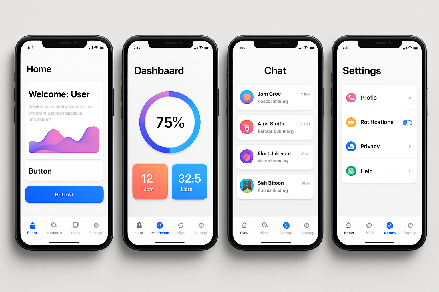 Mobil uygulama ekran görüntüleri
